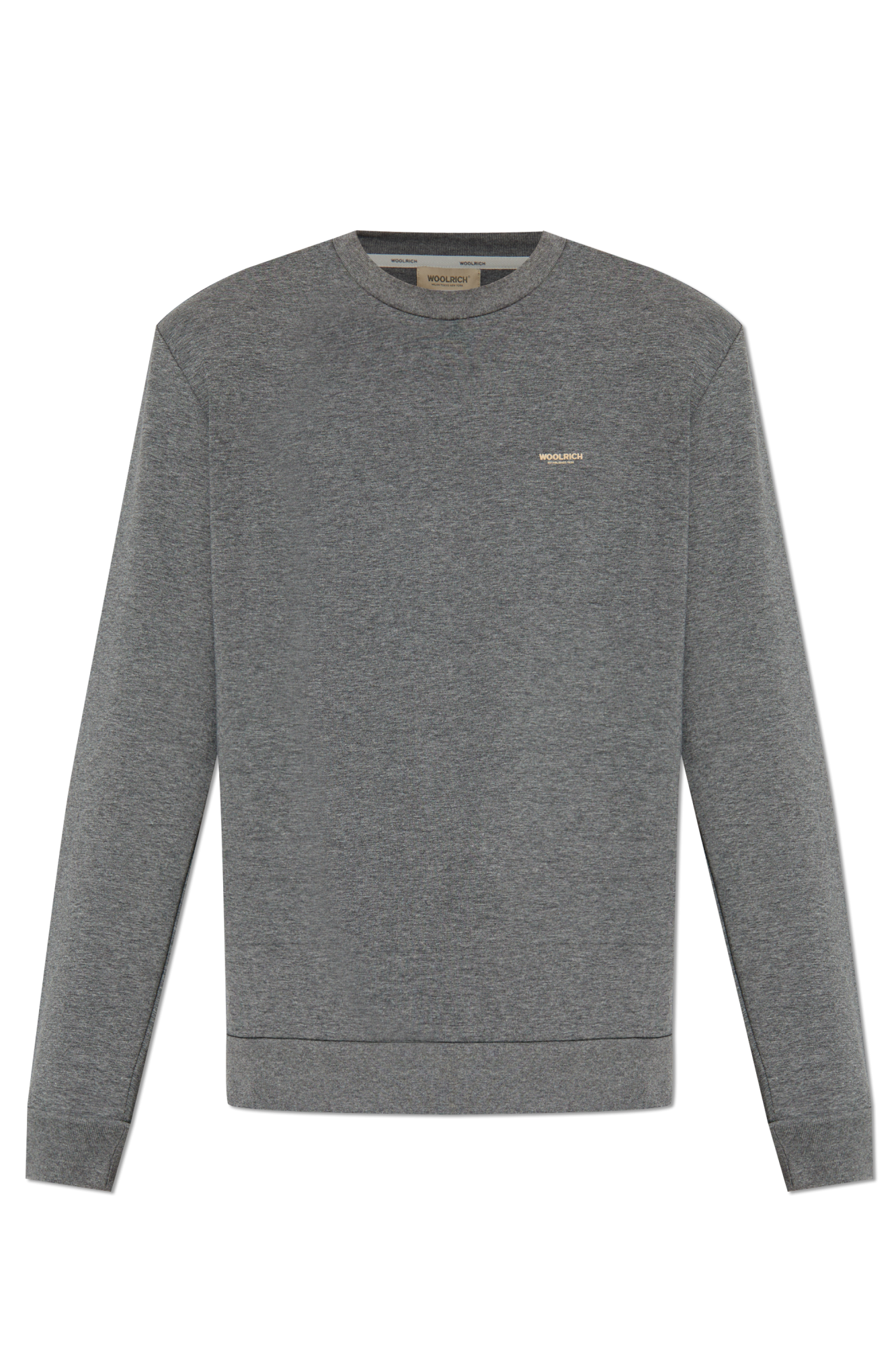 【送料&関税込】Woolrich Logo Embroidered Crewneck Sweatshir Men's Crewneck Sweater in Pure Cotton with Embroidered Logo